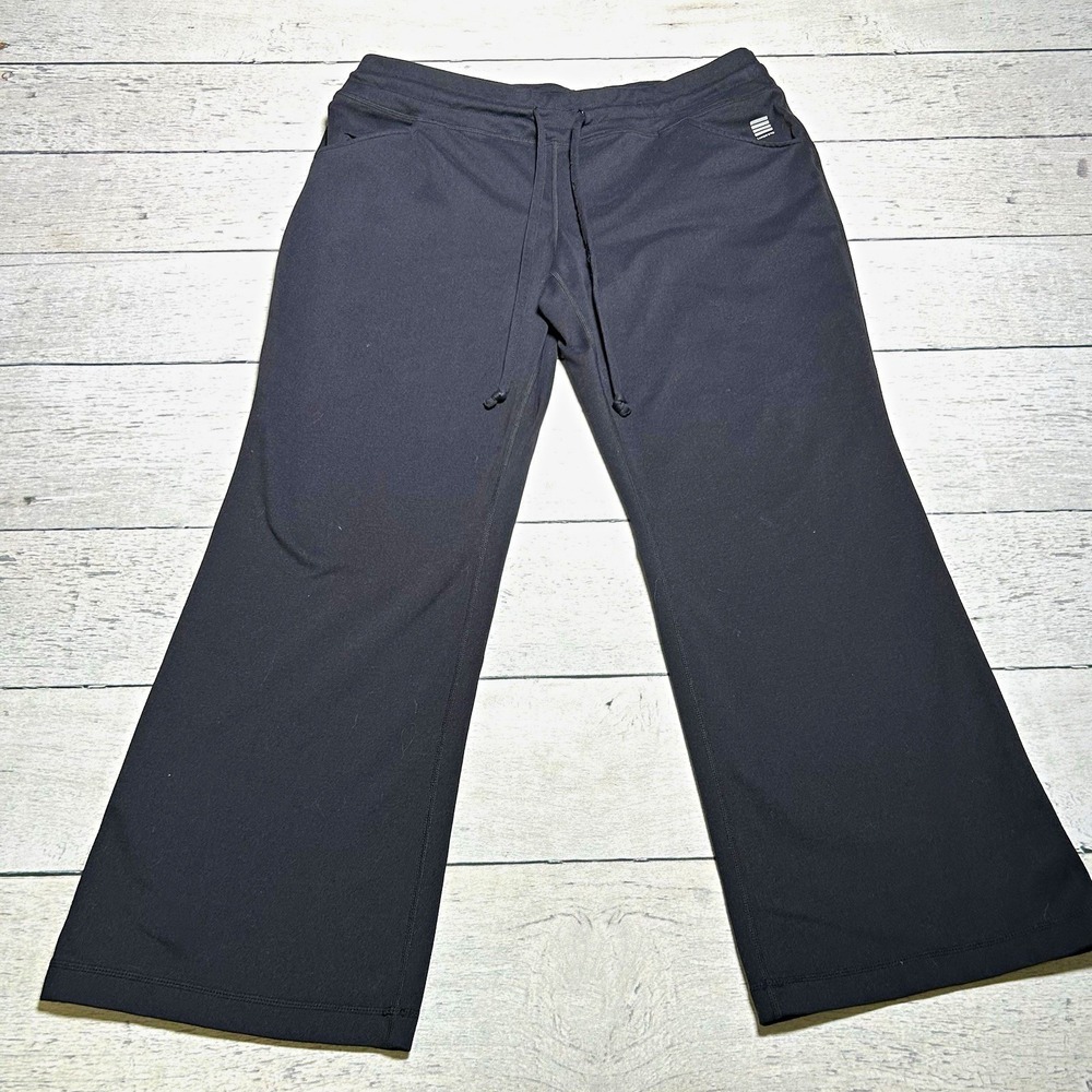 Lands' End Women's Black Track Pants Drawstring Stretch Pockets Petite M